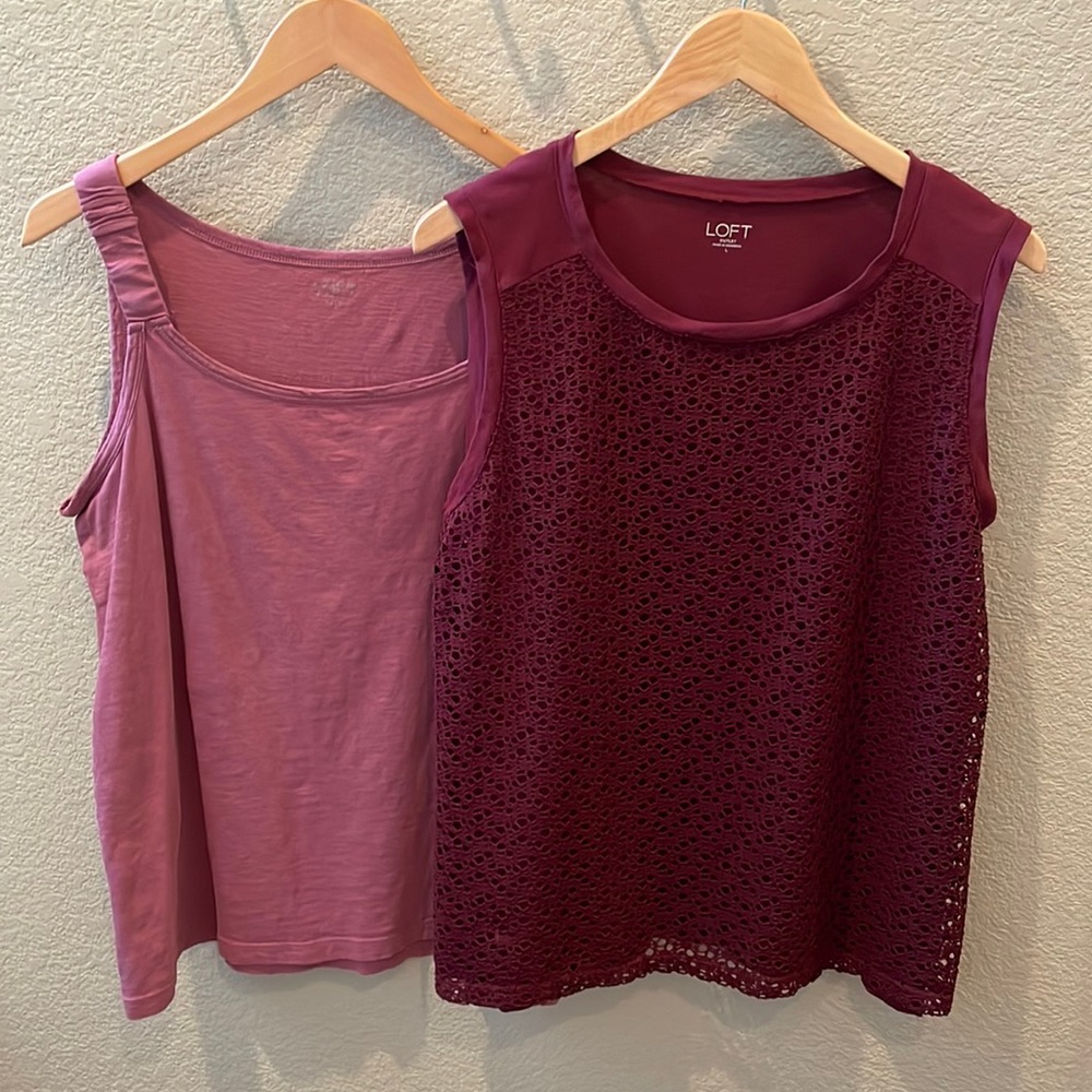 2-pack LOFT size large tanks, burgundy and deep mauve